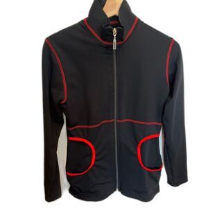 Mondor Figure skating zip up activewear black and red jacket size small